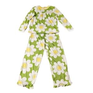 Carter's 2pc. Pajama Set Long Sleeve Lime Green with White Daisy Girls Size 14